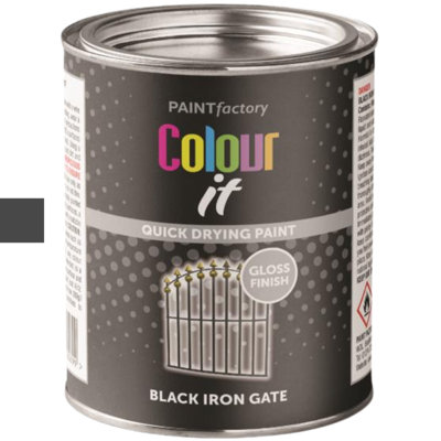 Tin Iron Gate Gloss Black 300Ml Durable Quick Drying Interior Exterior Brush On Paint 3069 from B&Q