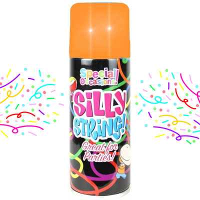 Party Silly String Spray 200Ml Orange Fun Streamer Spray For Birthdays Weddings Festivals Celebrations And Events 8002O from B&Q
