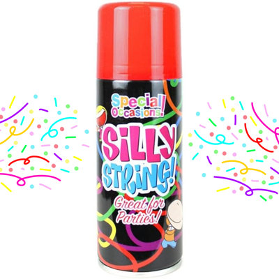 Party Silly String Spray 200Ml Red Fun Streamer Spray For Birthdays Weddings Festivals Celebrations And Events 8002R from B&Q