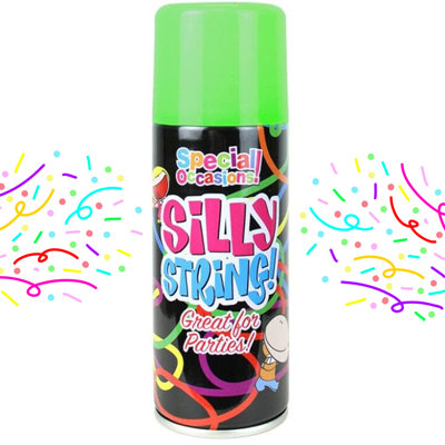 Party Silly String Spray 200Ml Green Fun Streamer Spray For Birthdays Weddings Festivals Celebrations And Events 8002G from B&Q