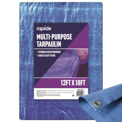Multi Purpose Tarpaulin 12Ft X 18Ft Blue Waterproof Heavy Duty Protective Sheet With Reinforced Eyelets 2028 from B&Q