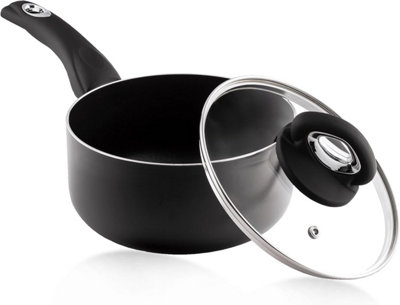 16Cm Non-Stick Sauce Pan & Glass LidInduction & All Hob CompatibleP616 from B&Q