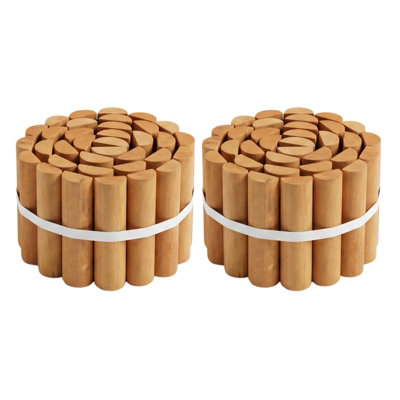  - Wooden Log Roll Border Fence Pressure Treated Garden Edging Lawn Flower Bed Path 1.8M Pack Of 2