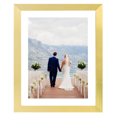 Domkora Metallic Gold Ribbed Picture Frame8 X 10" Photo & Art Display FramePortrait Landscape Wall Hanging Tabletop from B&Q
