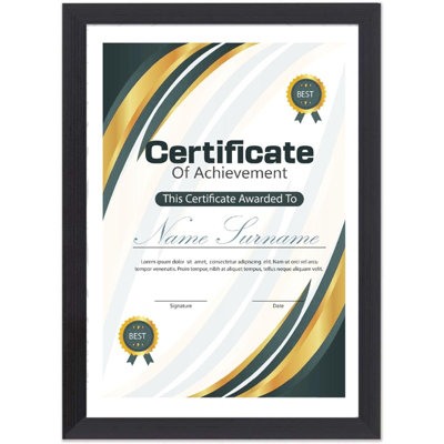 A4 Black Ribbed Document Frame DomkoraA4 Photo & Art Display FramePortrait Landscape Wall Hanging Tabletop from B&Q