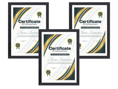 A4 Black Ribbed Document Frame Pack 3Domkora A4 Photo & Art Display FramePortrait Landscape Wall Hanging Tabletop from B&Q