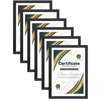 A4 Black Ribbed Documrnt Frame Pack 6Domkora A4 Photo & Art Display FramePortrait Landscape Wall Hanging Tabletop from B&Q