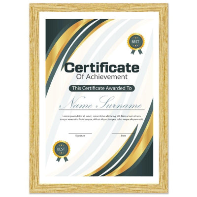 A4 Document Photo Frame Wood EffectDomkora Certificate Picture FramePortrait Landscape Wall Mount Tabletop from B&Q