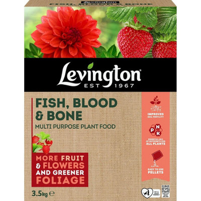 Levington Fish Blood And Bone 3.5Kg Multi Purpose Organic Based Plant Food For Fruit Flowers And Vegetables Npk 5 -3- 5 Pellets from B&Q