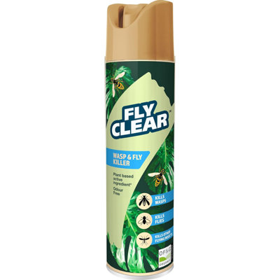 B&Q Fly Clear Wasp And Fly Killer 400Ml Fast Acting Spray For Flies Wasps And Flying Insects Indoor And Outdoor Use