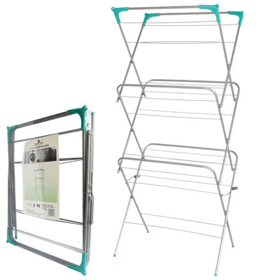 3 Tier Concertina Clothes Airer Grey Foldable Indoor Drying Rack For Laundry Towels And Garments from B&Q