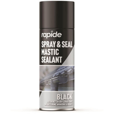  - Rapide Black Waterproof Mastic Sealant Coating Cracks Leaks Repairs Roofs Gutters Pipes Plastic Tile 400Ml 3182