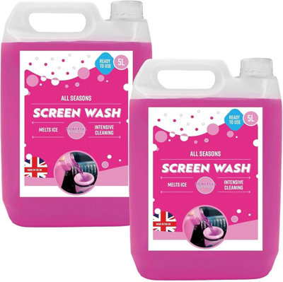 2X Flow Pink Ready To Use Screenwash All Seasons Formula Effective Down To Minus 5 Degrees Streak Free 5 Litre Bottle from B&Q