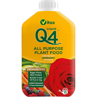 Vitax Q4 Liquid All Purpose Premium Plant Food 1L Concentrated Fertilizer With Seaweed And Humates For Bigger Blooms And Bumper Cr from B&Q