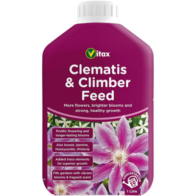 Vitax Clematis And Climber Feed 1L Specialist Npk Liquid Food For Jasmine Wisteria And Honeysuckle With Essential Trace Elem from B&Q