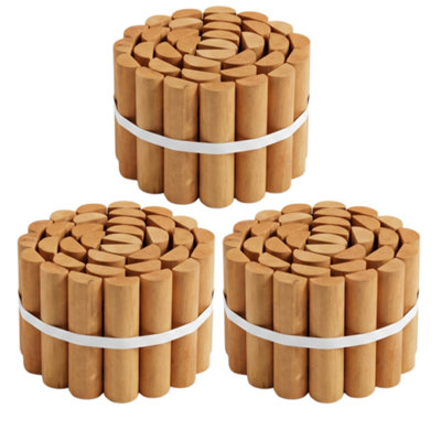  - Wooden Log Roll Garden Edging Border Half Round Lawn Path Flower Bed Rot Resistant Natural Timber Allotment Patio 1.8M (Pack Of 3)
