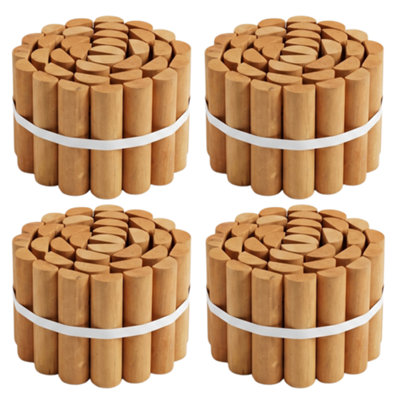  - Wooden Log Roll Garden Edging Border Half Round Lawn Path Flower Bed Rot Resistant Natural Timber Allotment Patio 1.8M (Pack Of 4)