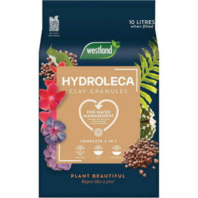  - Westland Hydroleca 10L Clay Granules For HouseplantsDrainage Layer & Moisture Retention Growing Media