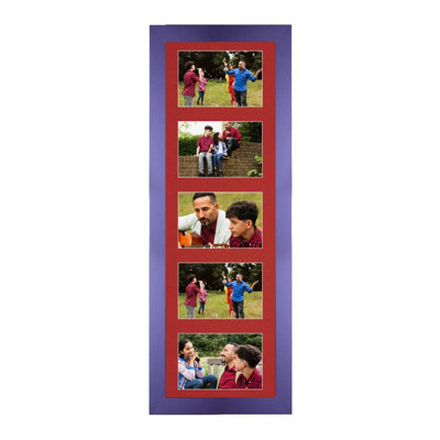 B&Q -  26X8 Purple Sleek Multi Photo Frame With Crimson MountHolds 5 Apertures (5X) 6X4 Photos