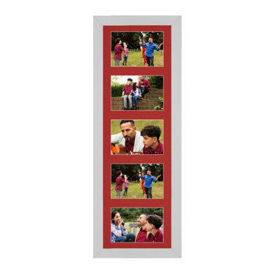 B&Q -  26X8 Silver Sleek Multi Photo Frame With Crimson MountHolds 5 Apertures (5X) 6X4 Photos