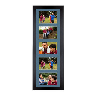 B&Q -  26X8 Black Sleek Multi Photo Frame With Pompadour MountHolds 5 Apertures (5X) 6X4 Photos