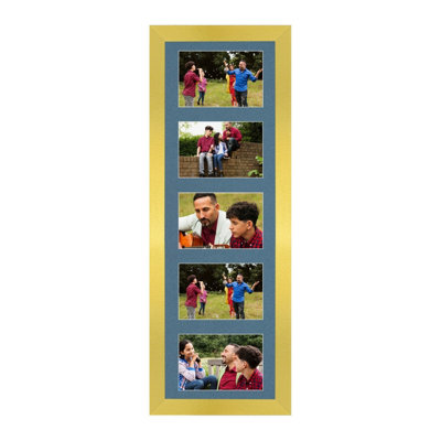 B&Q -  26X8 Gold Sleek Multi Photo Frame With Pompadour MountHolds 5 Apertures (5X) 6X4 Photos
