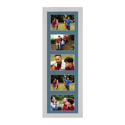B&Q -  26X8 Silver Sleek Multi Photo Frame With Pompadour MountHolds 5 Apertures (5X) 6X4 Photos