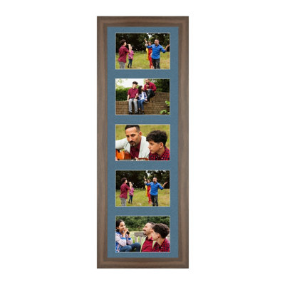B&Q -  26X8 Walnut Sleek Multi Photo Frame With Pompadour MountHolds 5 Apertures (5X) 6X4 Photos