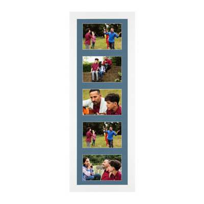 B&Q -  26X8 White Sleek Multi Photo Frame With Pompadour MountHolds 5 Apertures (5X) 6X4 Photos