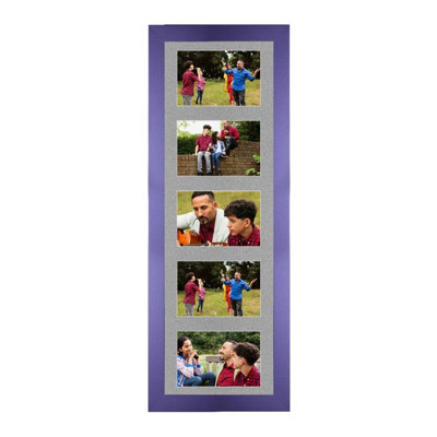 B&Q -  26X8 Purple Sleek Multi Photo Frame With Silver MountHolds 5 Apertures (5X) 6X4 Photos