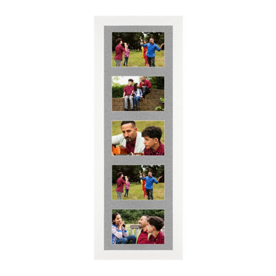 B&Q -  26X8 White Sleek Multi Photo Frame With Silver MountHolds 5 Apertures (5X) 6X4 Photos