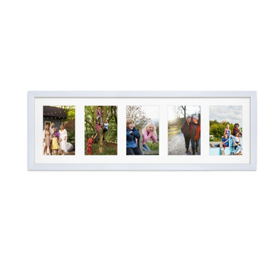 B&Q -  26X8 White Classic Multi Photo Frame With White MountHolds 5 Apertures (5X) 6X4 Photos