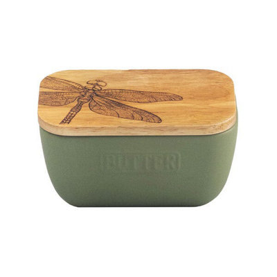The Just Slate Company Dragonfly Sage Green Butter Dish from B&Q