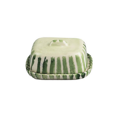 Selbrae House Green Stripe Mini Ceramic Butter Dish from B&Q