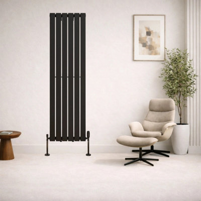  - Planet Radiators Flat Panel Single 1600 X 452mm Cast Iron Style Radiator Black
