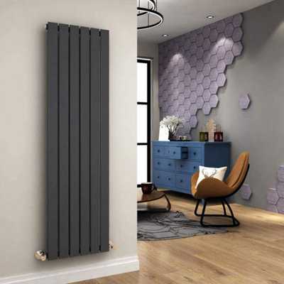  - Planet Radiators Flat Panel Single 1600 X 452mm Cast Iron Style Radiator Anthracite