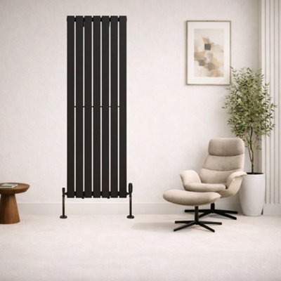  - Planet Radiators Flat Panel Single 1600 X 528mm Cast Iron Style Radiator Black
