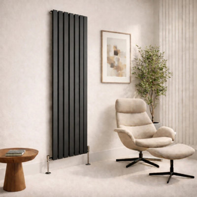  - Planet Radiators Flat Panel Single 1600 X 528mm Cast Iron Style Radiator Anthracite
