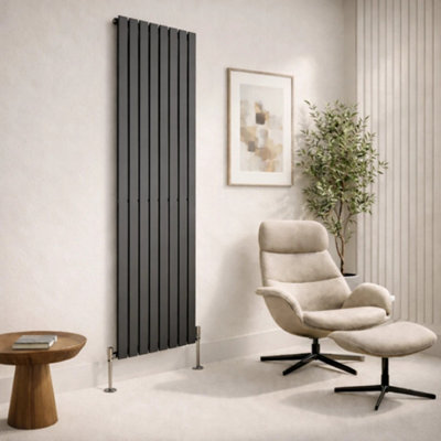  - Planet Radiators Flat Panel Single 1600 X 604mm Cast Iron Style Radiator Anthracite