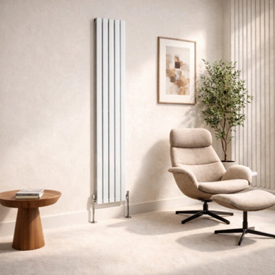  - Planet Radiators Flat Panel Double 1600 X 232mm Cast Iron Style Radiator White