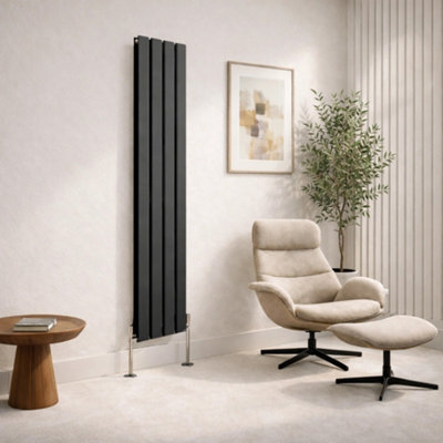 - Planet Radiators Flat Panel Double 1600 X 232mm Cast Iron Style Radiator Anthracite