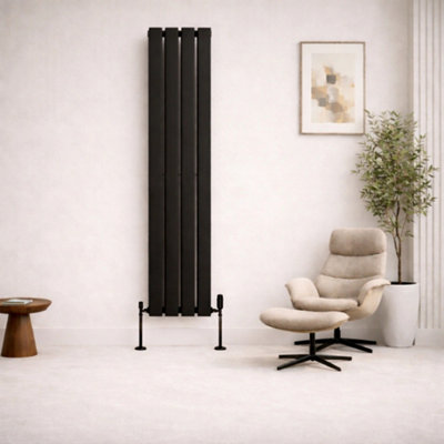  - Planet Radiators Flat Panel Double 1600 X 304mm Cast Iron Style Radiator Black