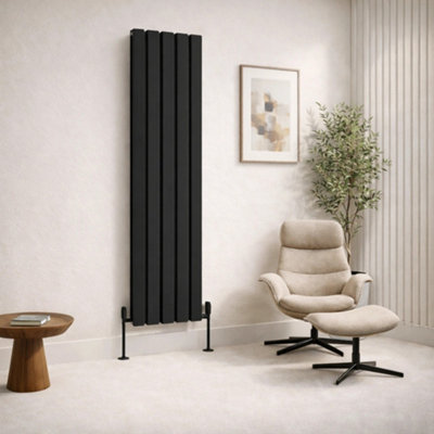  - Planet Radiators Flat Panel Double 1600 X 380mm Cast Iron Style Radiator Black