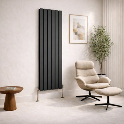  - Planet Radiators Flat Panel Double 1600 X 380mm Cast Iron Style Radiator Anthracite