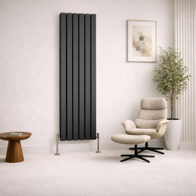 - Planet Radiators Flat Panel Double 1600 X 456mm Cast Iron Style Radiator Anthracite