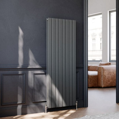  - Planet Radiators Flat Panel Double 1600 X 608mm Cast Iron Style Radiator Anthracite