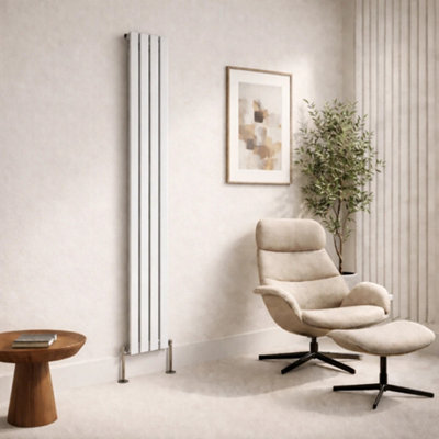  - Planet Radiators Flat Panel Single 1800 X 228mm Cast Iron Style Radiator White