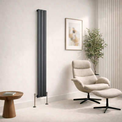  - Planet Radiators Flat Panel Single 1800 X 228mm Cast Iron Style Radiator Anthracite