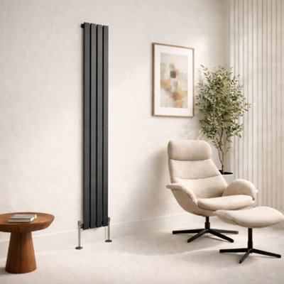  - Planet Radiators Flat Panel Single 1800 X 300mm Cast Iron Style Radiator Anthracite