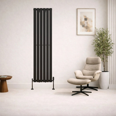  - Planet Radiators Flat Panel Single 1800 X 452mm Cast Iron Style Radiator Black